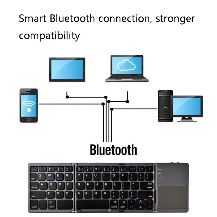 Foldable BT Keyboard with Touchpad Wireless 140mAh Rechargeable Folding Mini Keyboard For Windows Android IOS MAC