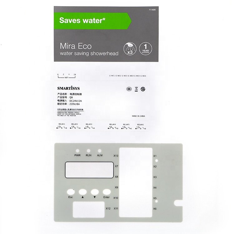 Custom Printing PMMA PET PC Label Stickers Membrane Keypad Front Control Panel Keypad Graphic Polyester Overlay