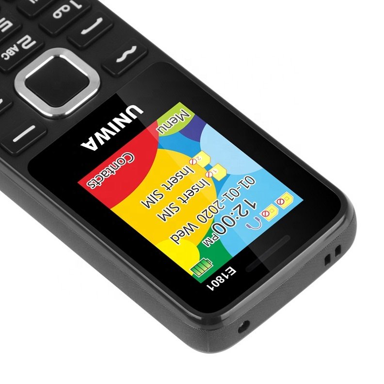 UNIWA E1801 Ready To Ship 1.77 Inch Screen Non-slip Design Telephone 800mAh Battery Low Price In Stock Keypad Phones