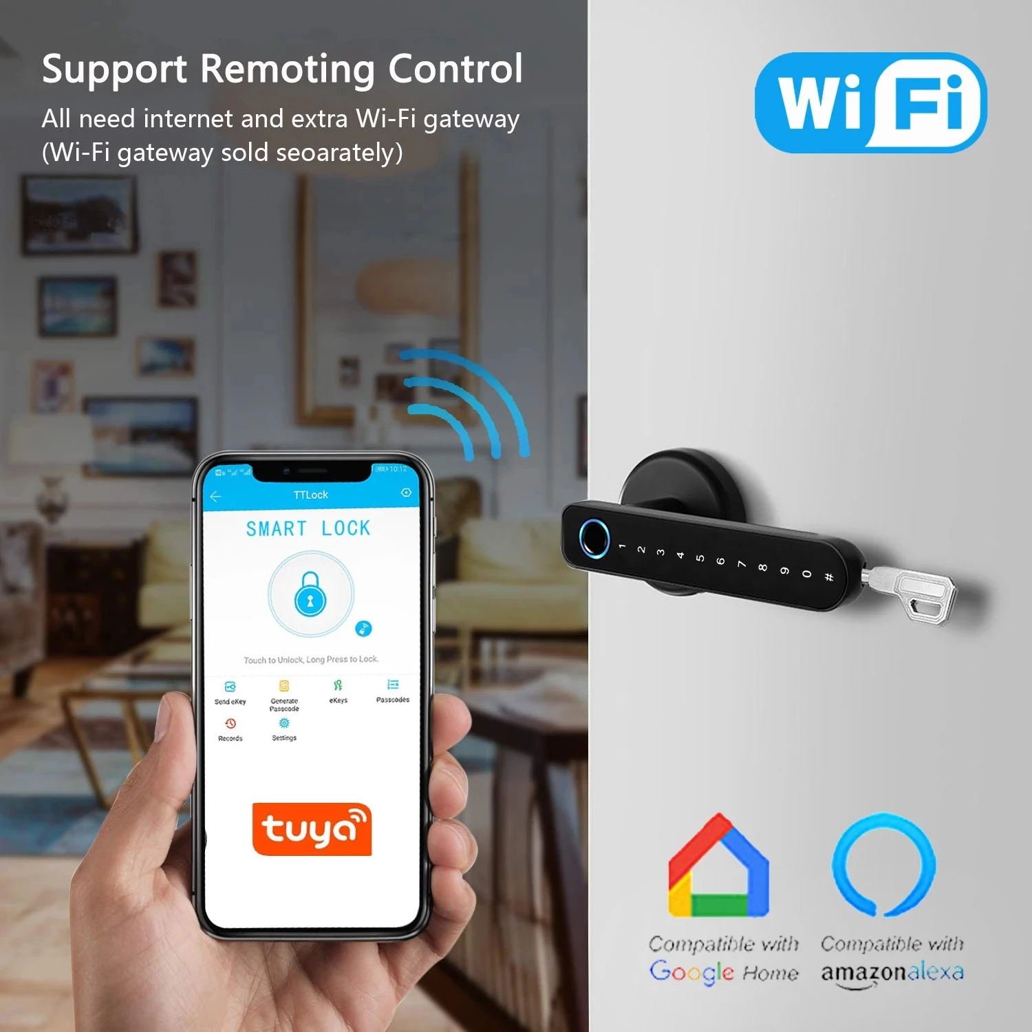 Smart Door Lock Fingerprint Door Lock Bluetooth-compatible Keyless Entry Electronic Door Knobs Lock Fingerprint Security