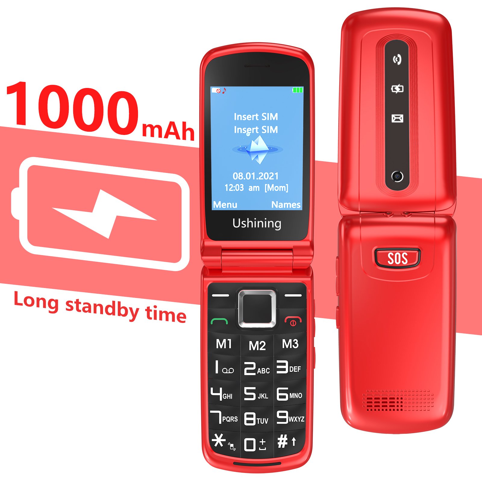 Original Cheap 2G GSM Flip Phone 2.4'' Screen Big Button Mobile Phone LCD Basic Phone FM Bluetooth for Elderly People