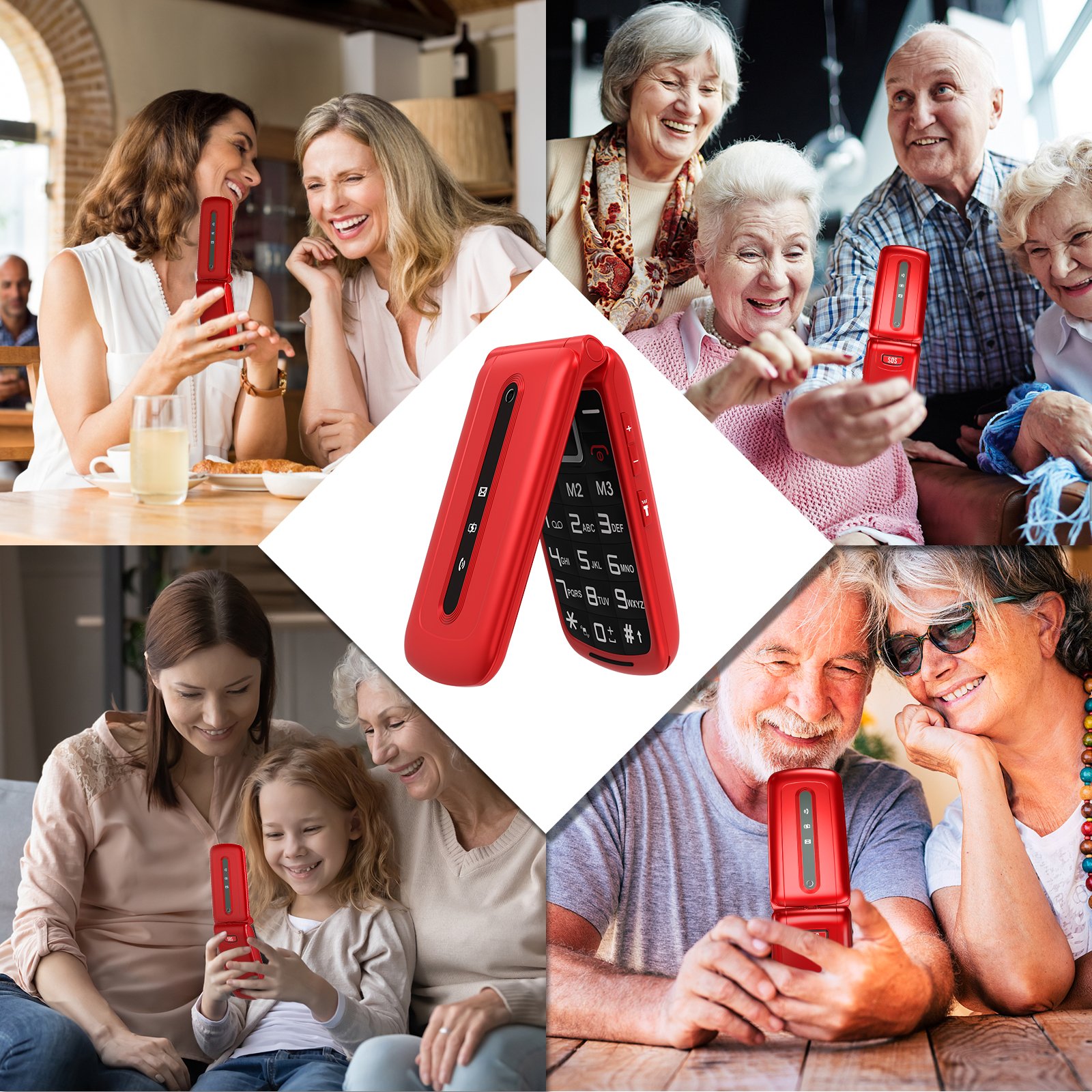 Original Cheap 2G GSM Flip Phone 2.4'' Screen Big Button Mobile Phone LCD Basic Phone FM Bluetooth for Elderly People