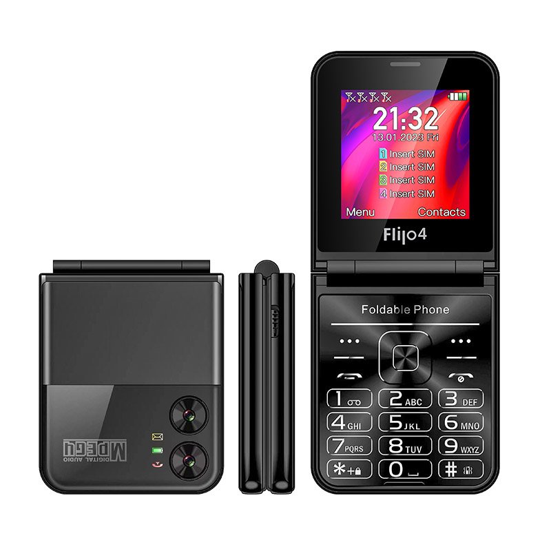 OEM ODM UNIWA F265 2.55 Inches 4 SIM Cards USB Type-C Port Feature Phone Keypad Folding Mobile Phone