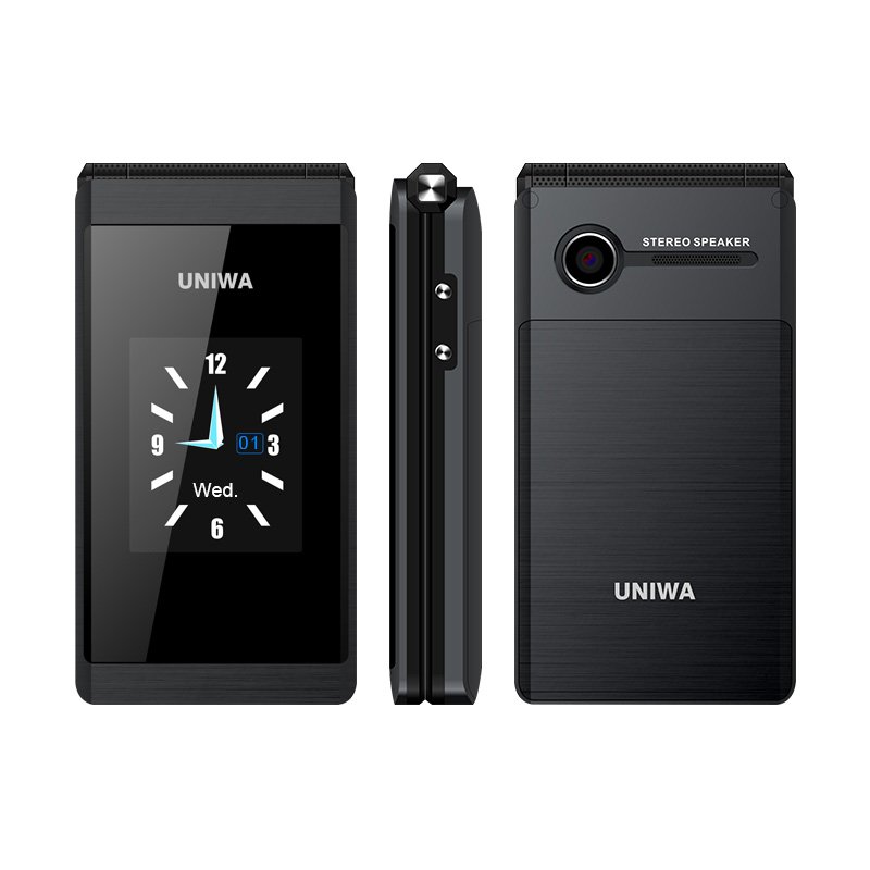 UNIWA X28 Gsm Dual Sim Dual Screen Folding Mobile Phones Old Man Keypad Senior Flip Phone With Good Price 2g