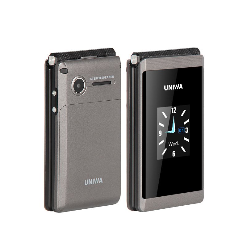 UNIWA X28 Gsm Dual Sim Dual Screen Folding Mobile Phones Old Man Keypad Senior Flip Phone With Good Price 2g