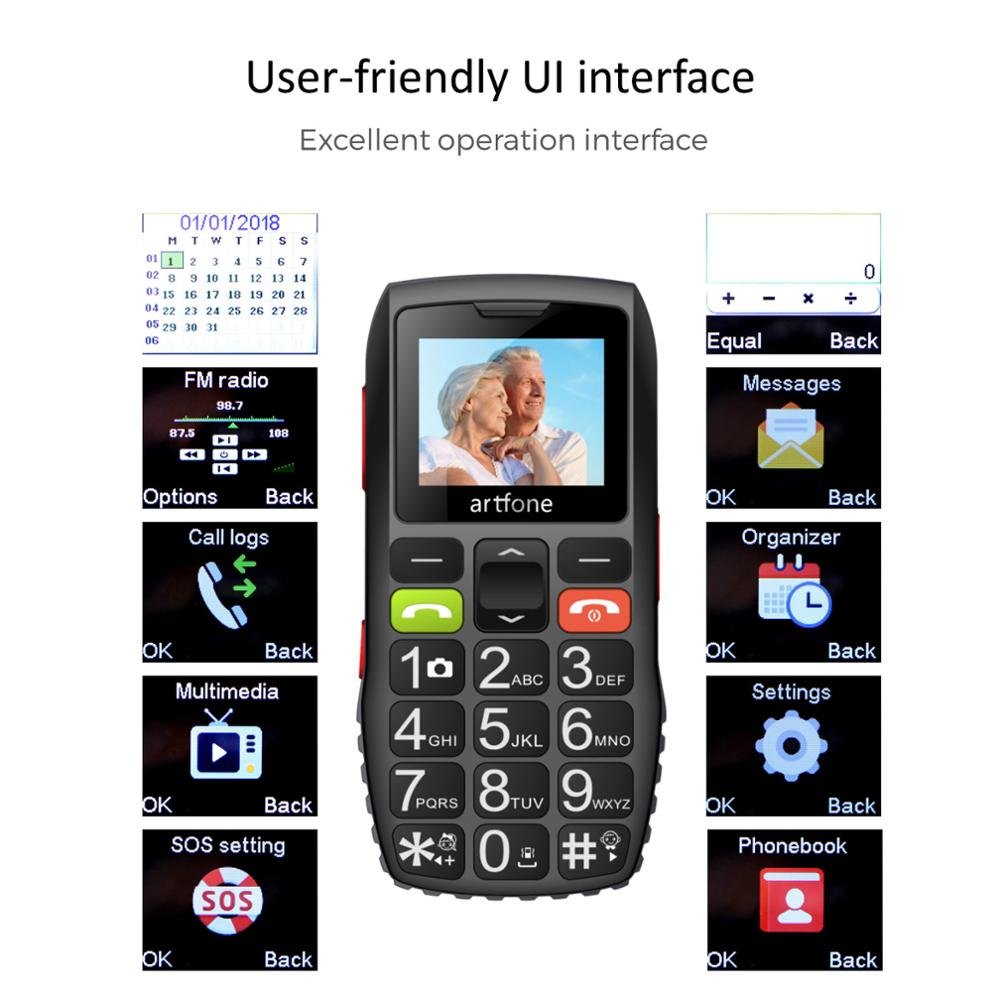 C1 MTK 2G Senior Phone for elderly people With SOS key Dual SIM card Featurepone big font big speaker long standby