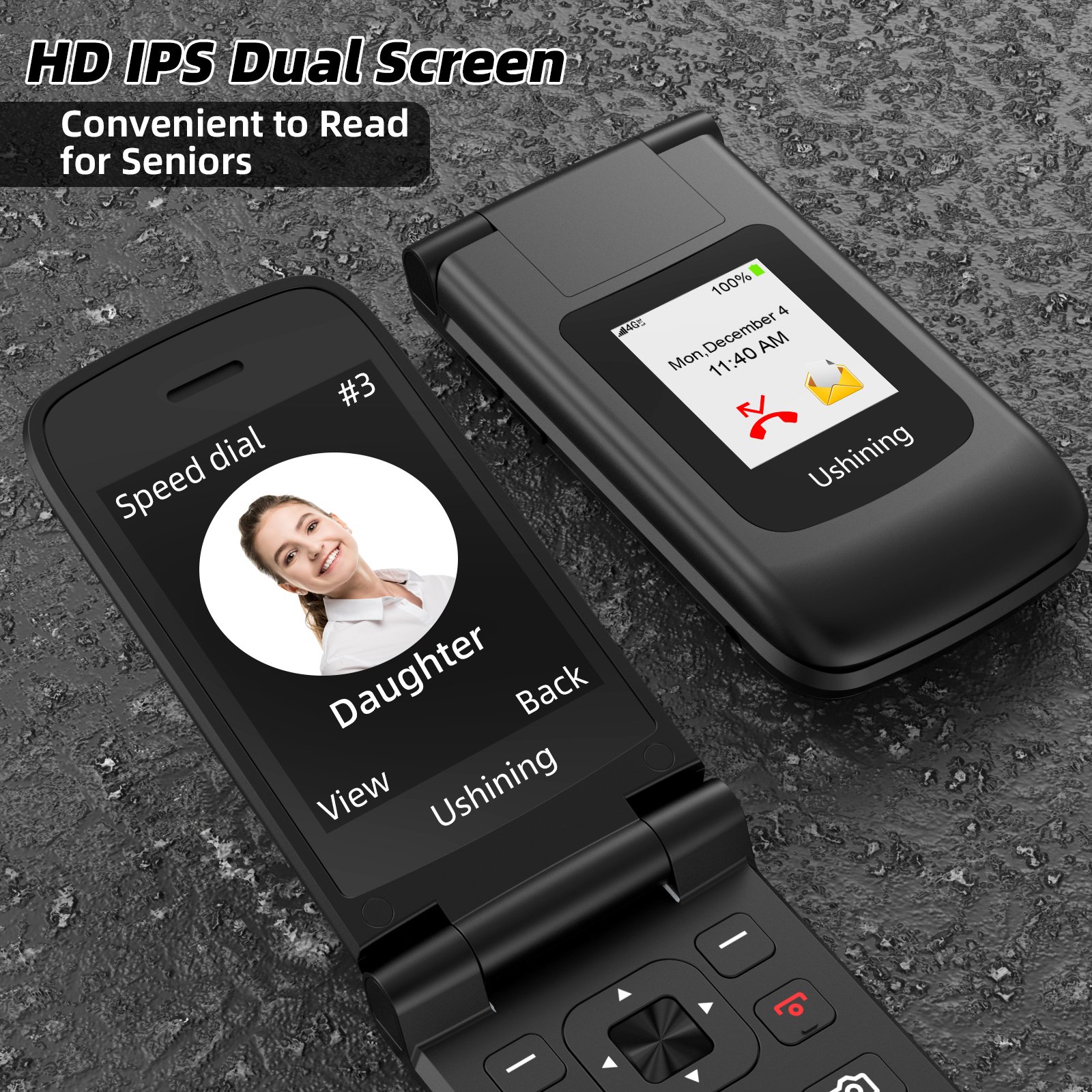 Wholesales 4G keypad mobile phone Text to Voice Dual Screen 2.8/1.77 Inch Feature Phone Unlocked Big Button for Seniors