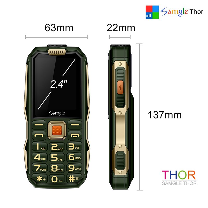 Samgle C1 Basic Keypad Phone 2.4" screen 2G 3G Mobile Phone with 3000mAh Customizable Frequency Band Basic Phone