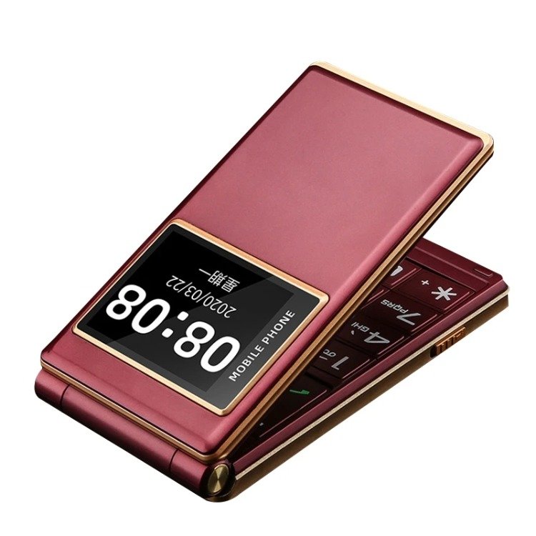 Foldable Flip Senior Mobile Phone Dual Display Large Key Loud Sound SOS Speed Dial Blacklist Dual Sim Card Double Torch
