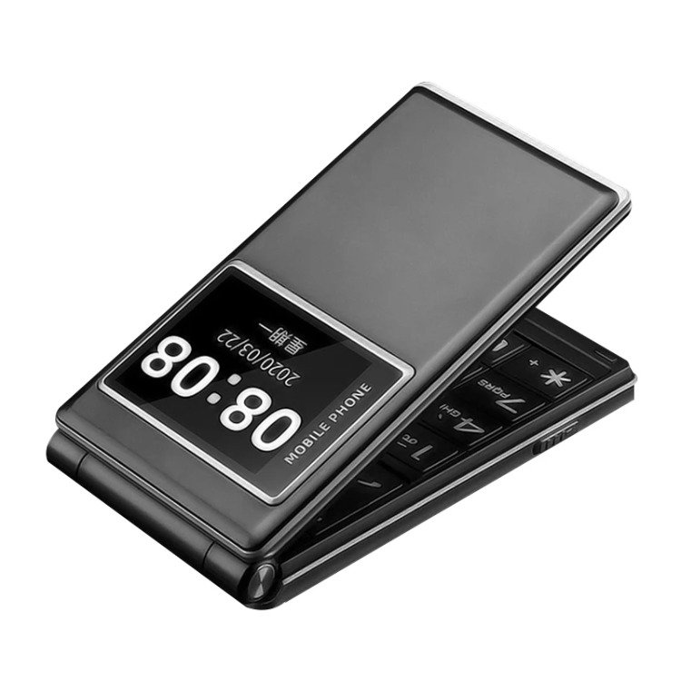 Foldable Flip Senior Mobile Phone Dual Display Large Key Loud Sound SOS Speed Dial Blacklist Dual Sim Card Double Torch