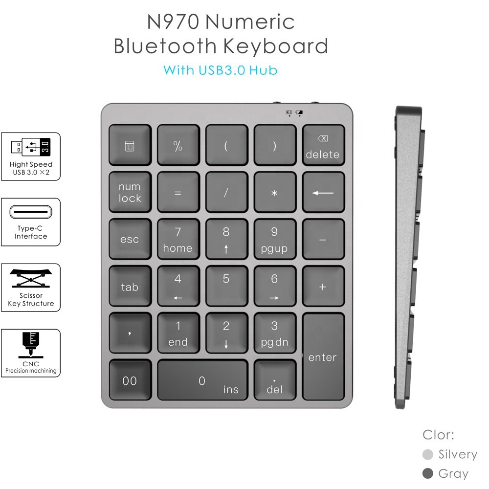 NEW Portable Scissor Structure CNC Aluminum Top cover Slim ergonomic wireless digital Numeric blue tooth numpad keyboard
