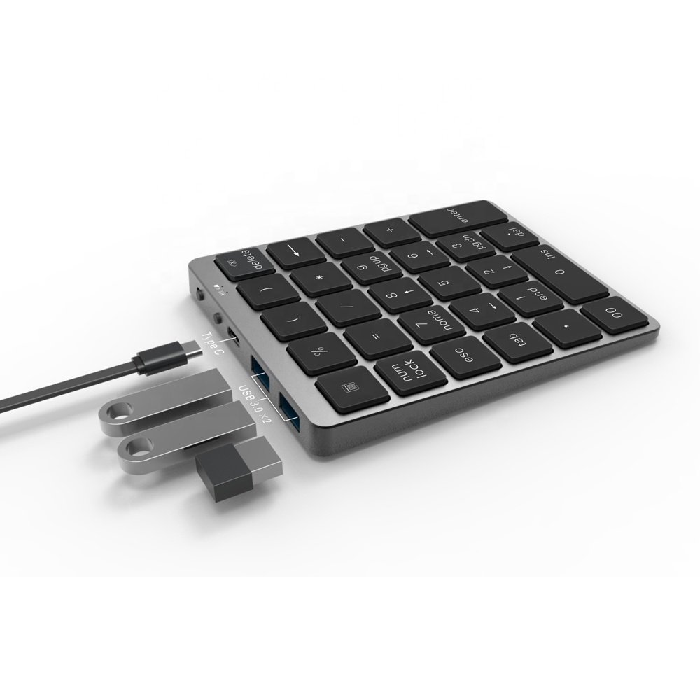 NEW Portable Scissor Structure CNC Aluminum Top cover Slim ergonomic wireless digital Numeric blue tooth numpad keyboard