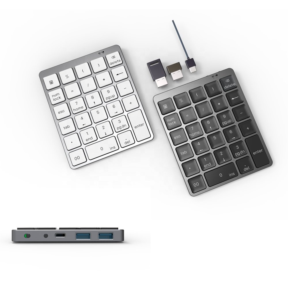 NEW Portable Scissor Structure CNC Aluminum Top cover Slim ergonomic wireless digital Numeric blue tooth numpad keyboard