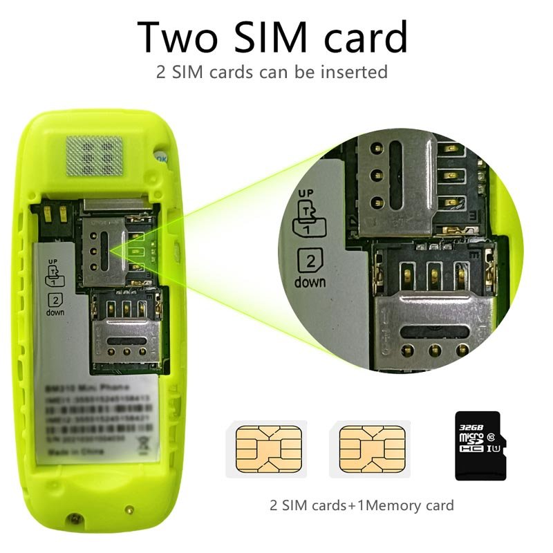 BM310 0.66 Inch Screen Cheap Keypad Mobile Phone 350mAh Dual SIM Card Slots Mini Phone Support 16GB Card Handsfree Headphone