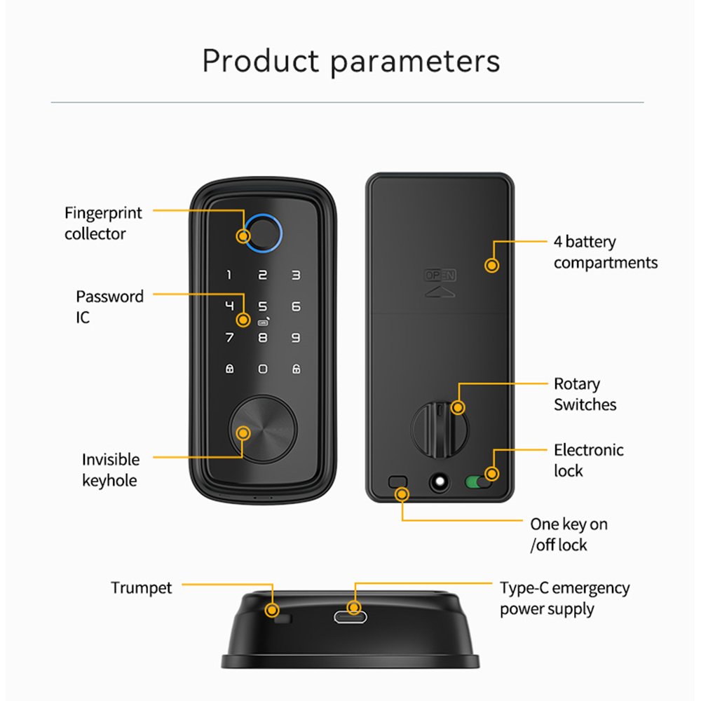 Smart Home Electronic Digital Keypad Deadbolt Door Lock with Biometric Fingerprint TTlock Electronic Locks Smart Door Lock