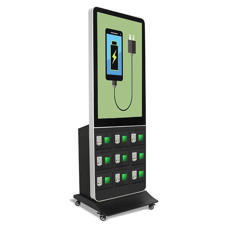 43 inch touch screen keypad advertisement digital signage display mobile phone charging locker