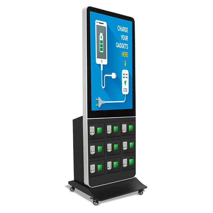 43 inch touch screen keypad advertisement digital signage display mobile phone charging locker