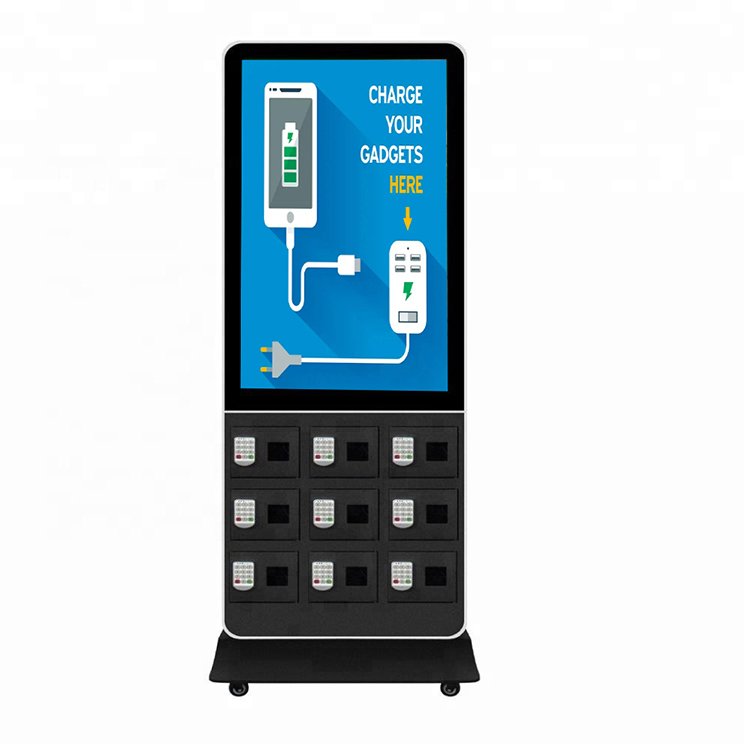 43 inch touch screen keypad advertisement digital signage display mobile phone charging locker