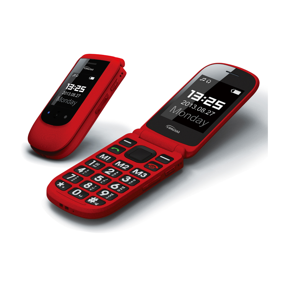 Classical big button keypad 2.4 inch qwerty keyboard flip gsm mobile phone cell phones with sos for emergency