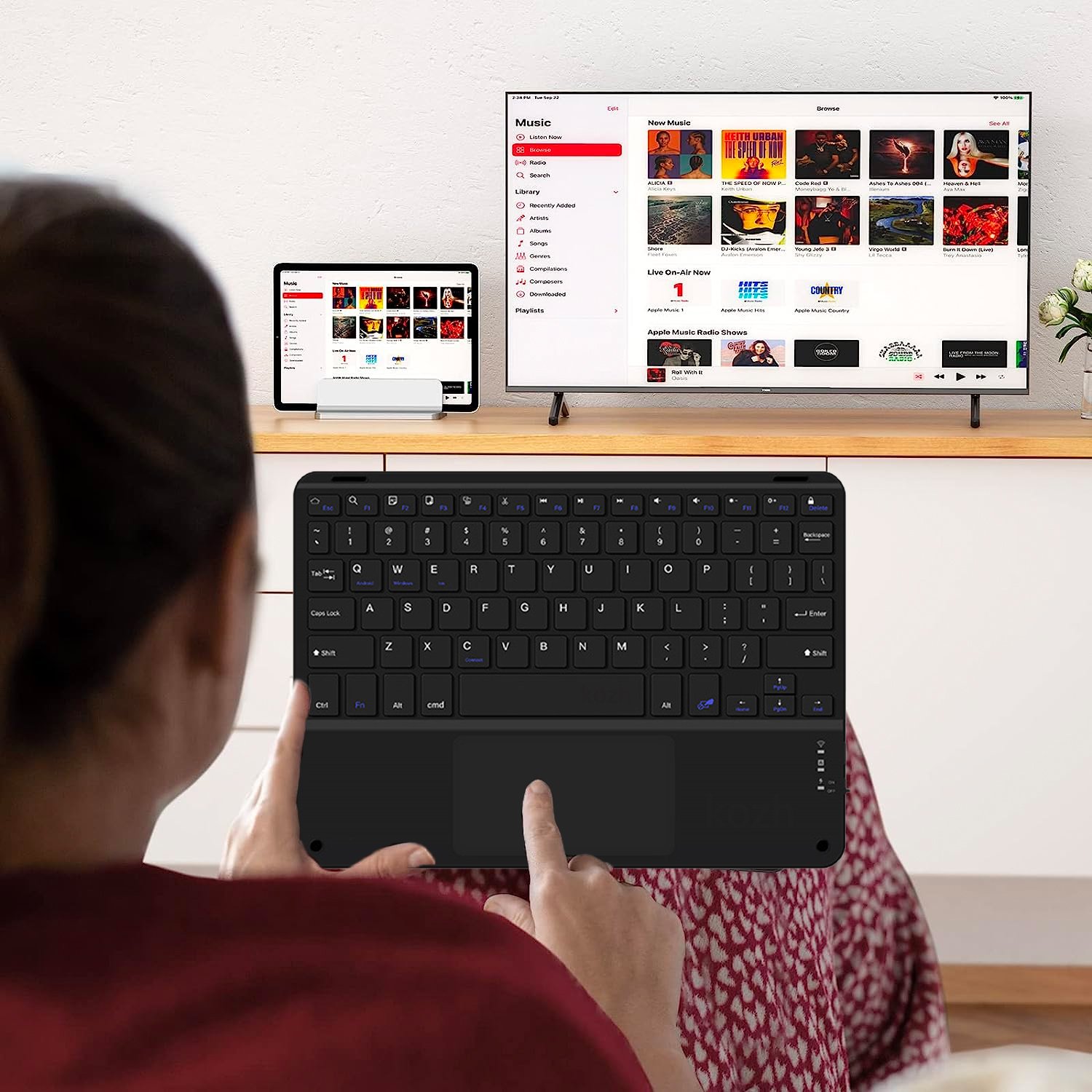 Wireless Keyboard With Touch Pad Slim Touchpad BT Keyboard Backlit Tablet PC Mobile Phone Laptop Keyboard Trackpad Keypad