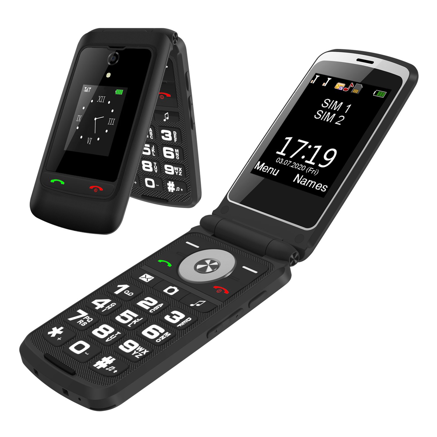 2.8 +1.77 inch dual screen 4G unlocked big button mobile phone with SOS Seniors flip Phone none Android system