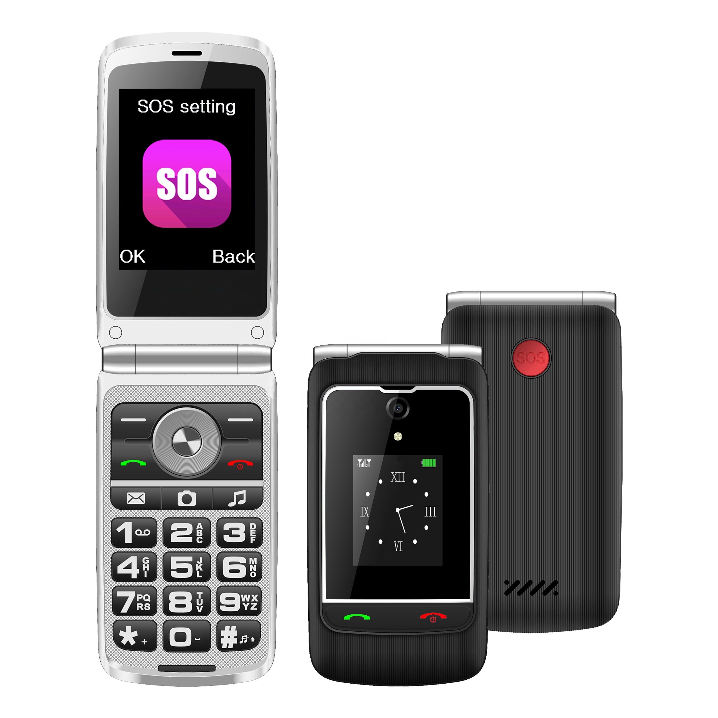 2.8 +1.77 inch dual screen 4G unlocked big button mobile phone with SOS Seniors flip Phone none Android system