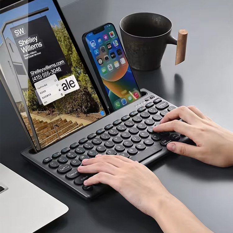 Dual Mode 2.4G Wireless Keyboard Combo Multi Device Mini BT Keyboard for Tablet and Phone iPhone iPad Android Tablet Keyboard