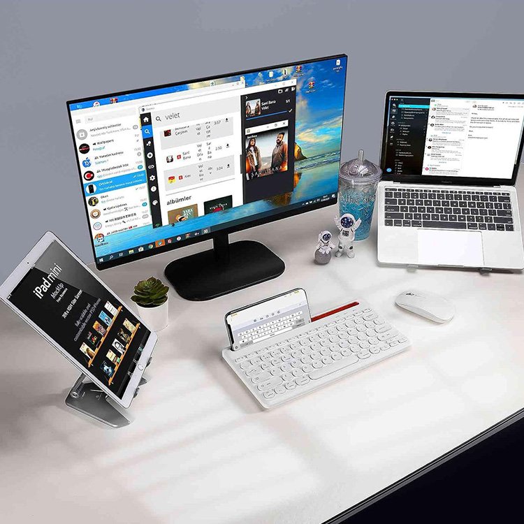 Dual Mode 2.4G Wireless Keyboard Combo Multi Device Mini BT Keyboard for Tablet and Phone iPhone iPad Android Tablet Keyboard