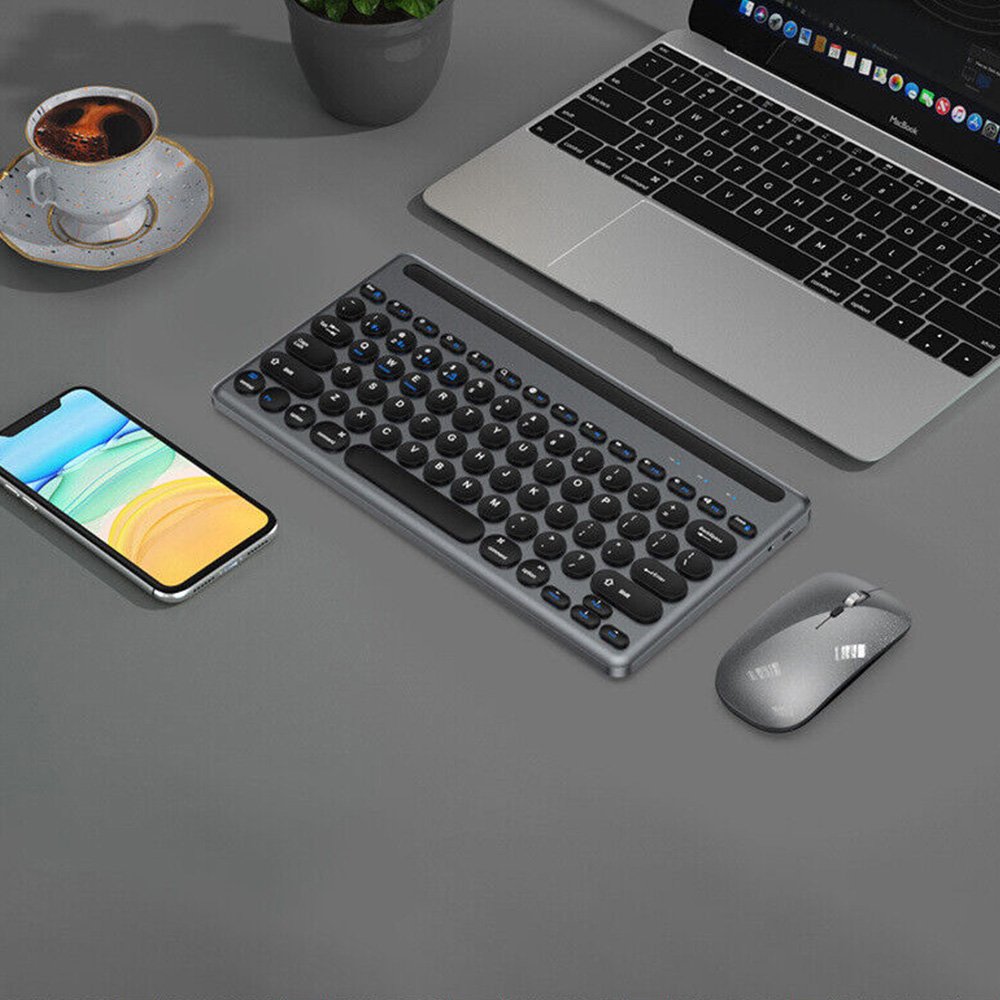 Dual Mode 2.4G Wireless Keyboard Combo Multi Device Mini BT Keyboard for Tablet and Phone iPhone iPad Android Tablet Keyboard