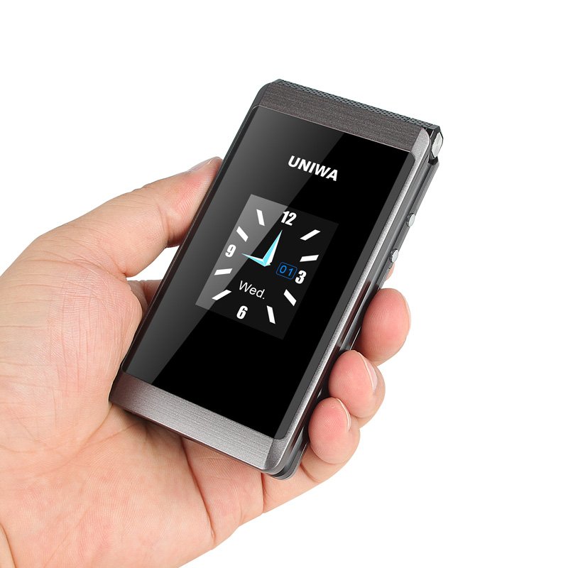 Flip feature phone 2.8 Inch Dual Screen SOS Big Button UNIWA X28 Keypad GSM Flip Wholesale Mobile Phone