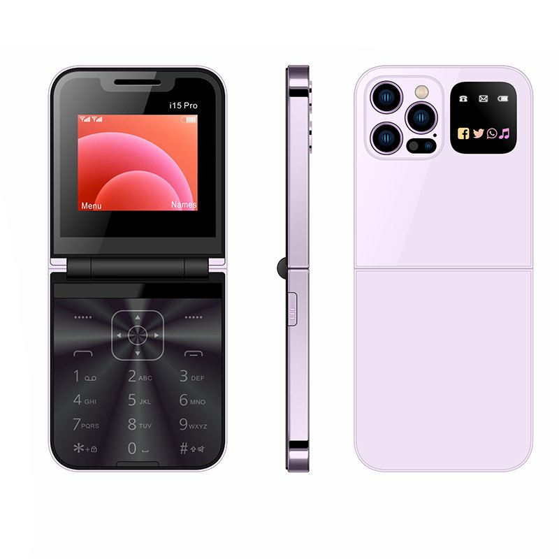 i15 Pro 2024 latest product Dual Sim 2G GSM 2.4inch Feature Phone Folding Phone With Type C port