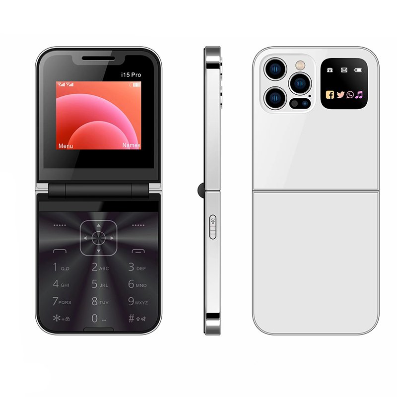 i15 Pro 2024 latest product Dual Sim 2G GSM 2.4inch Feature Phone Folding Phone With Type C port