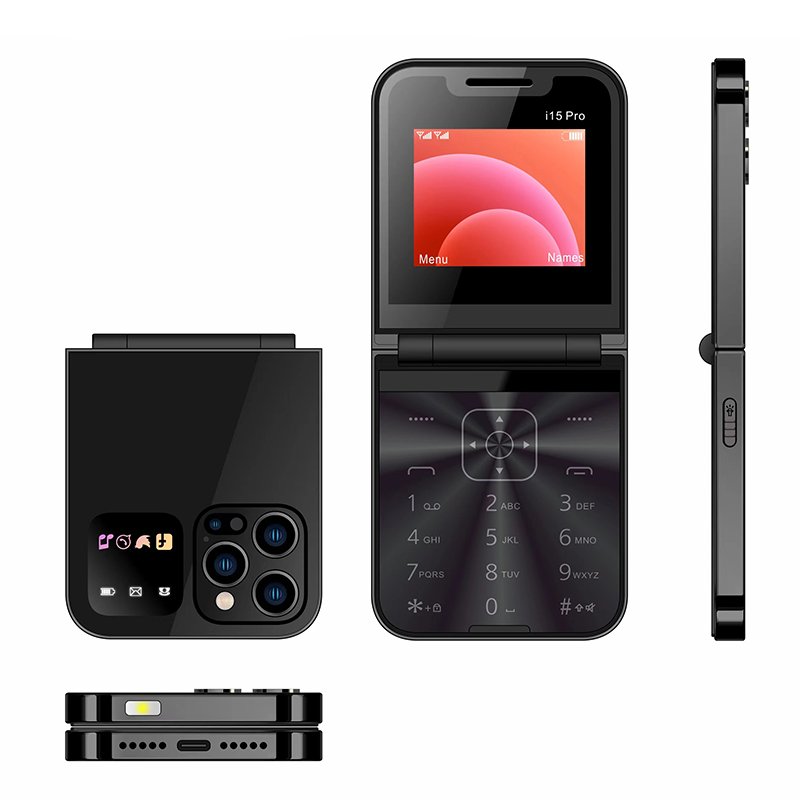 i15 Pro 2024 latest product Dual Sim 2G GSM 2.4inch Feature Phone Folding Phone With Type C port