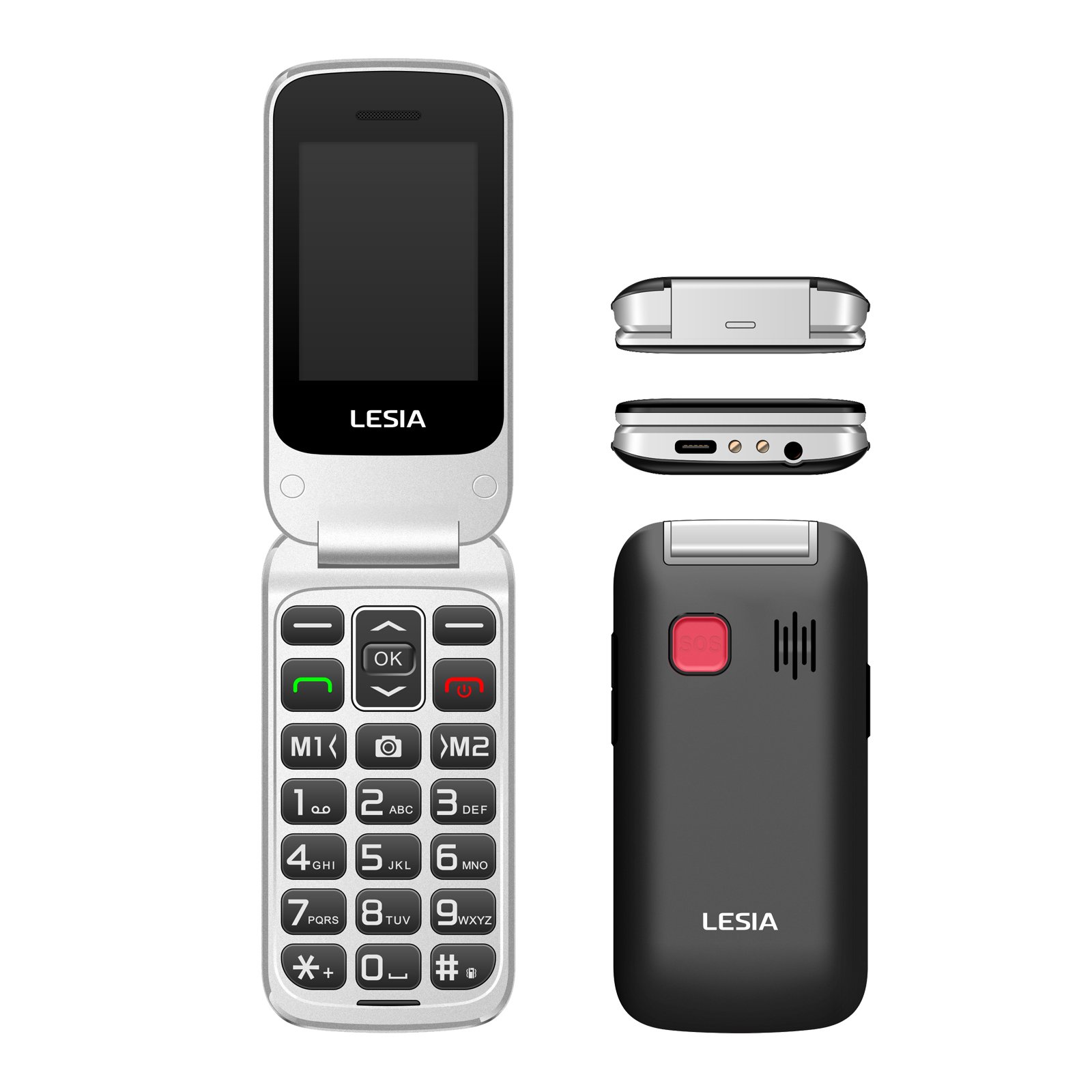 Double sim 2.4" Screen Big Font Big Button 4G Keypad android feature Mobile Phone Flip Seniors Phone With SOS Button For Elderly