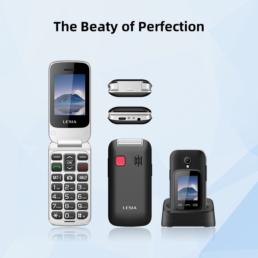 Double sim 2.4" Screen Big Font Big Button 4G Keypad android feature Mobile Phone Flip Seniors Phone With SOS Button For Elderly