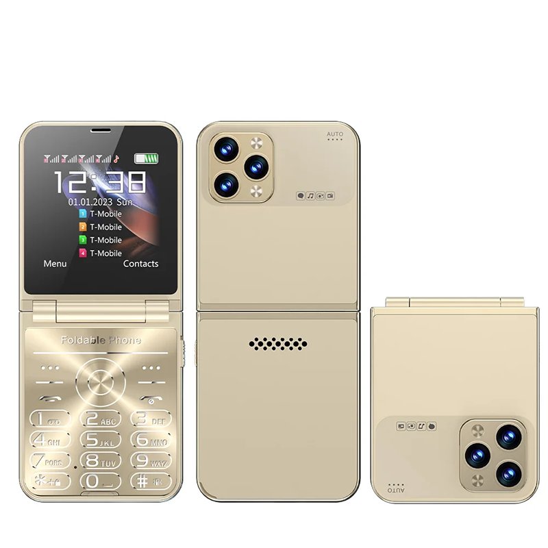 2024 New Arrival F6+ 2.4inch 2G GSM 4 sim card slot wireless FM Radio unlocked Folding Button Phone