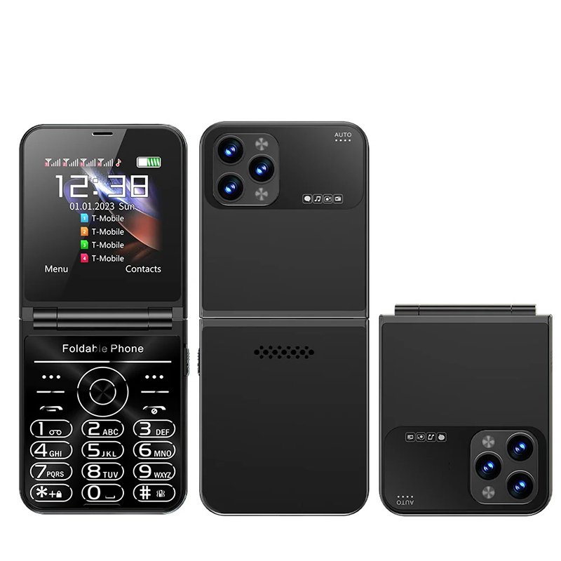 2024 New Arrival F6+ 2.4inch 2G GSM 4 sim card slot wireless FM Radio unlocked Folding Button Phone