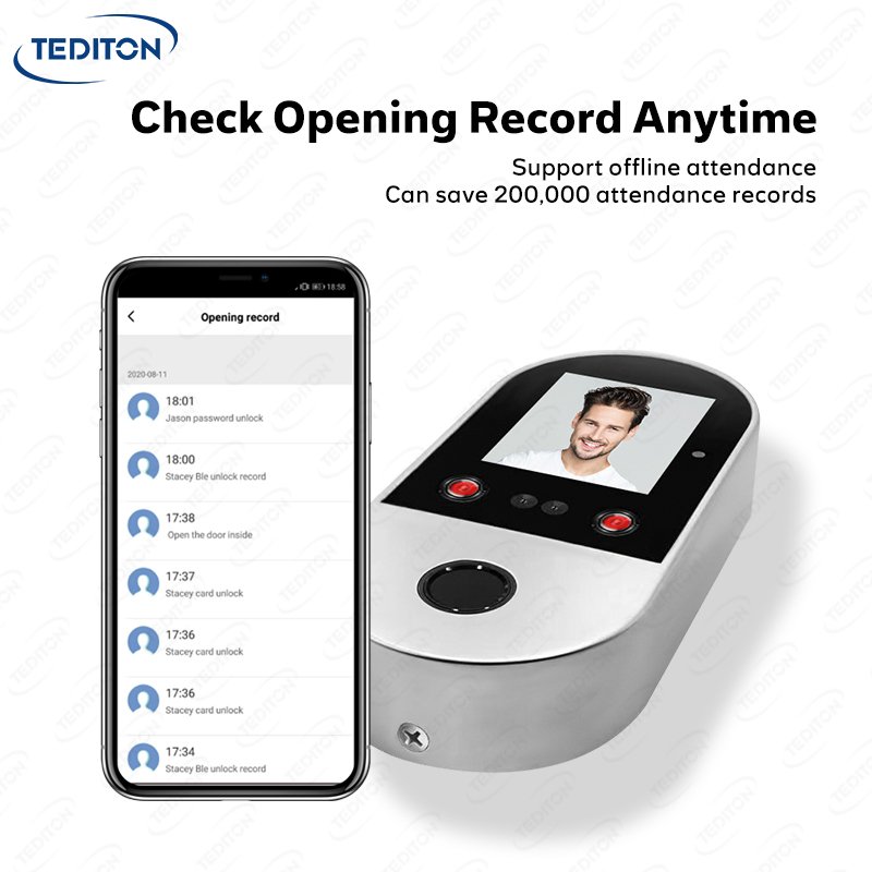 Tediton New Attendance Machine Tuya Smart APP Reader Face Recognition Access Control