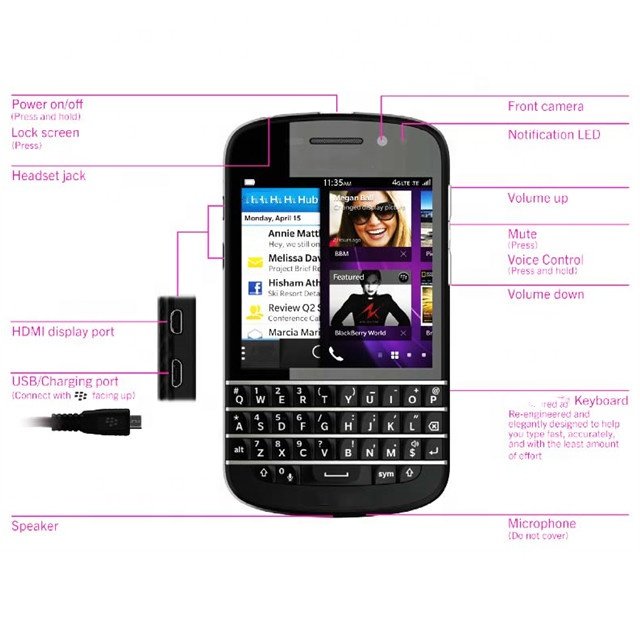 For Blackberry Q10 Original Unlocked GSM Full Keyboard QWERTY Cheap Touchscreen Mobile Cell Phone Smartphone