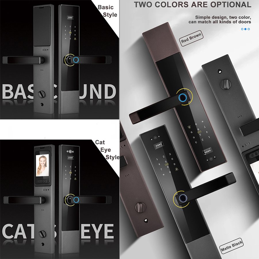 Factory Direct Sale P30 Home Intelligent Electronic App Digital Password Fingerprint Safe Remote Cat Eye Control Smart Door Lock