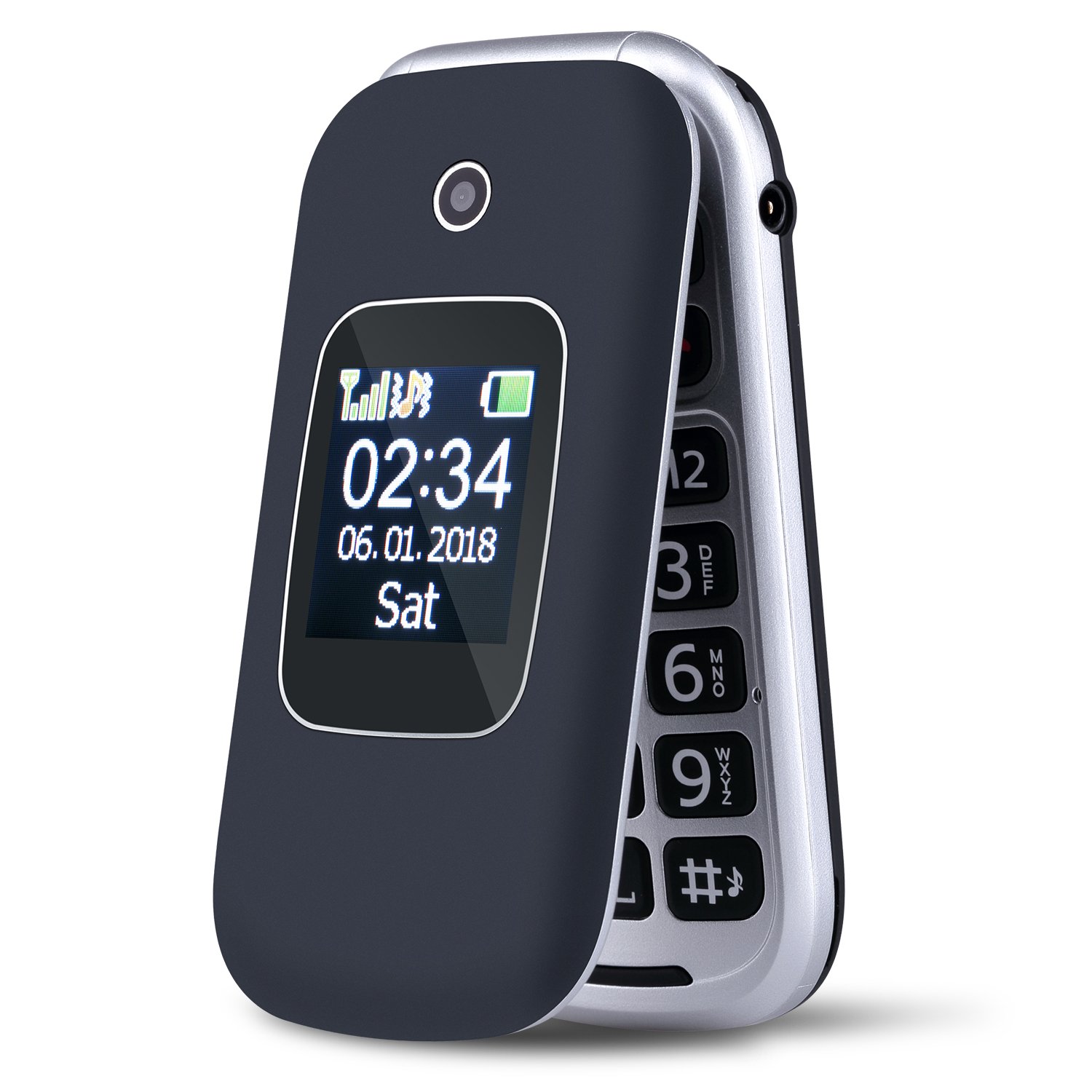 Bayuda senior GSM phone fold style dual card Dual Standby flashlight SOS camera FM keyboard flip phone