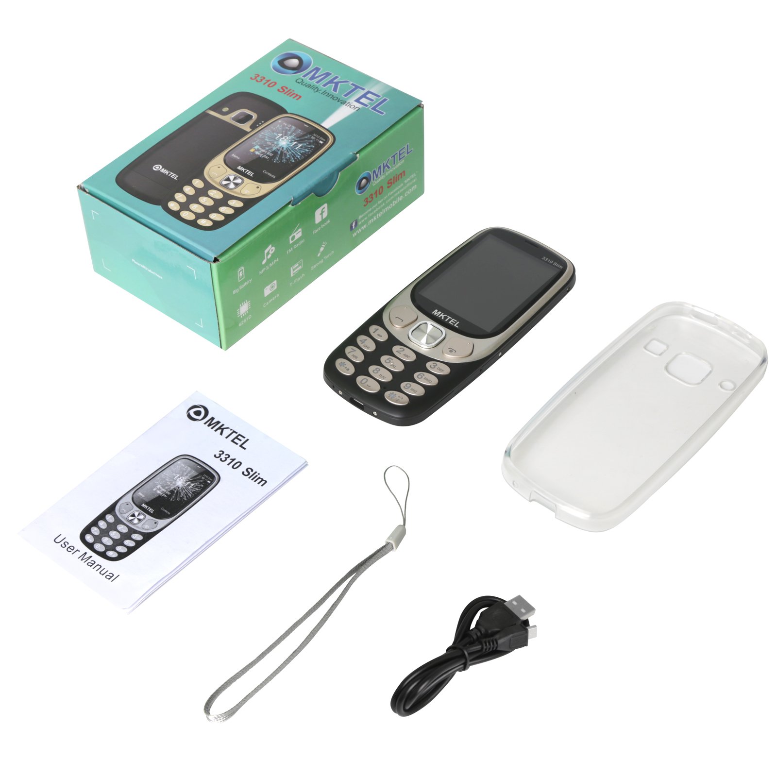 Original Quality Metal housing keypad bar phone 2.4inch 2G GSM Dual SIM Mobile Phone similar design for Nokia 3310 cellphone