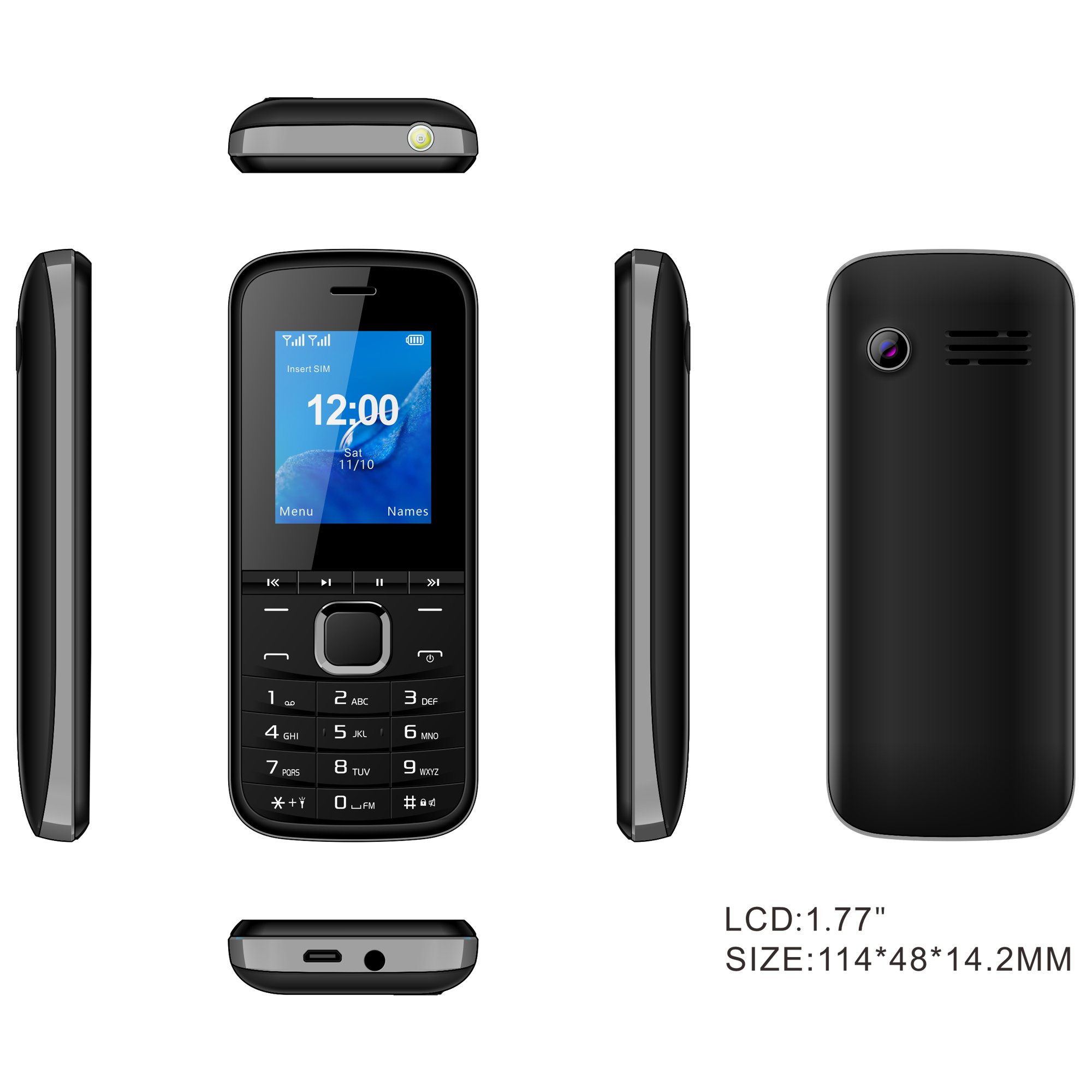 2024 Factory low price cheap basic phone 1.77 inch Dual SIM Bar Mobile Phones 2G GSM Support MP3/MP4 FM camera