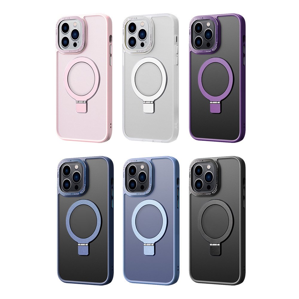 New design For iPhone 16 Pro Max Case with Magnetic Invisible Stand Drop Protection Shockproof Slim Translucent Matte Phone Case