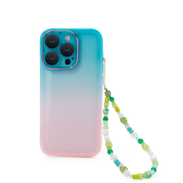 Wholesale Rainbow Phone Charm Crystal Glass Beads Mobile Phone Straps Women Wristlet String Keychain