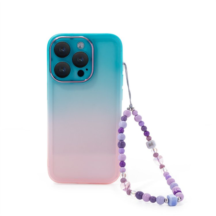 Wholesale Rainbow Phone Charm Crystal Glass Beads Mobile Phone Straps Women Wristlet String Keychain