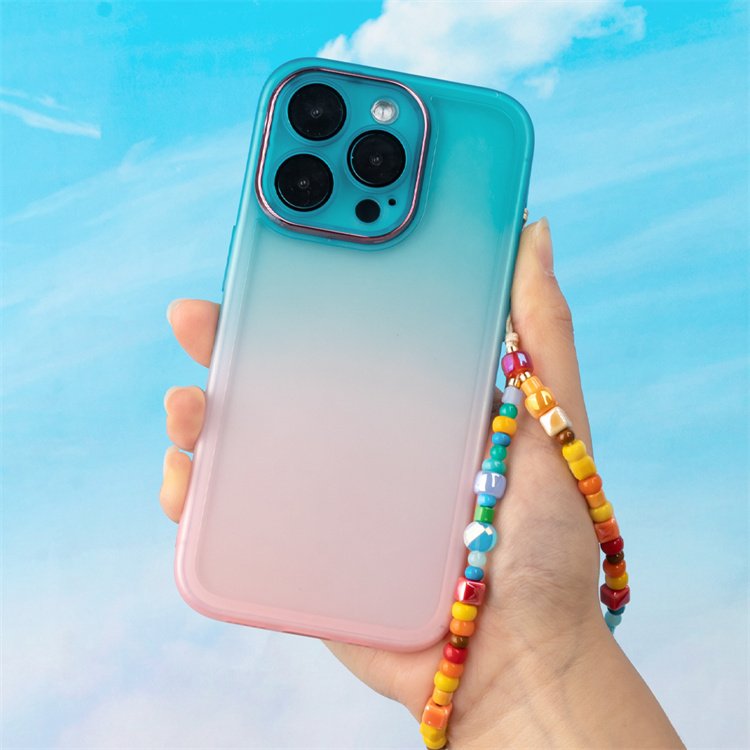 Wholesale Rainbow Phone Charm Crystal Glass Beads Mobile Phone Straps Women Wristlet String Keychain