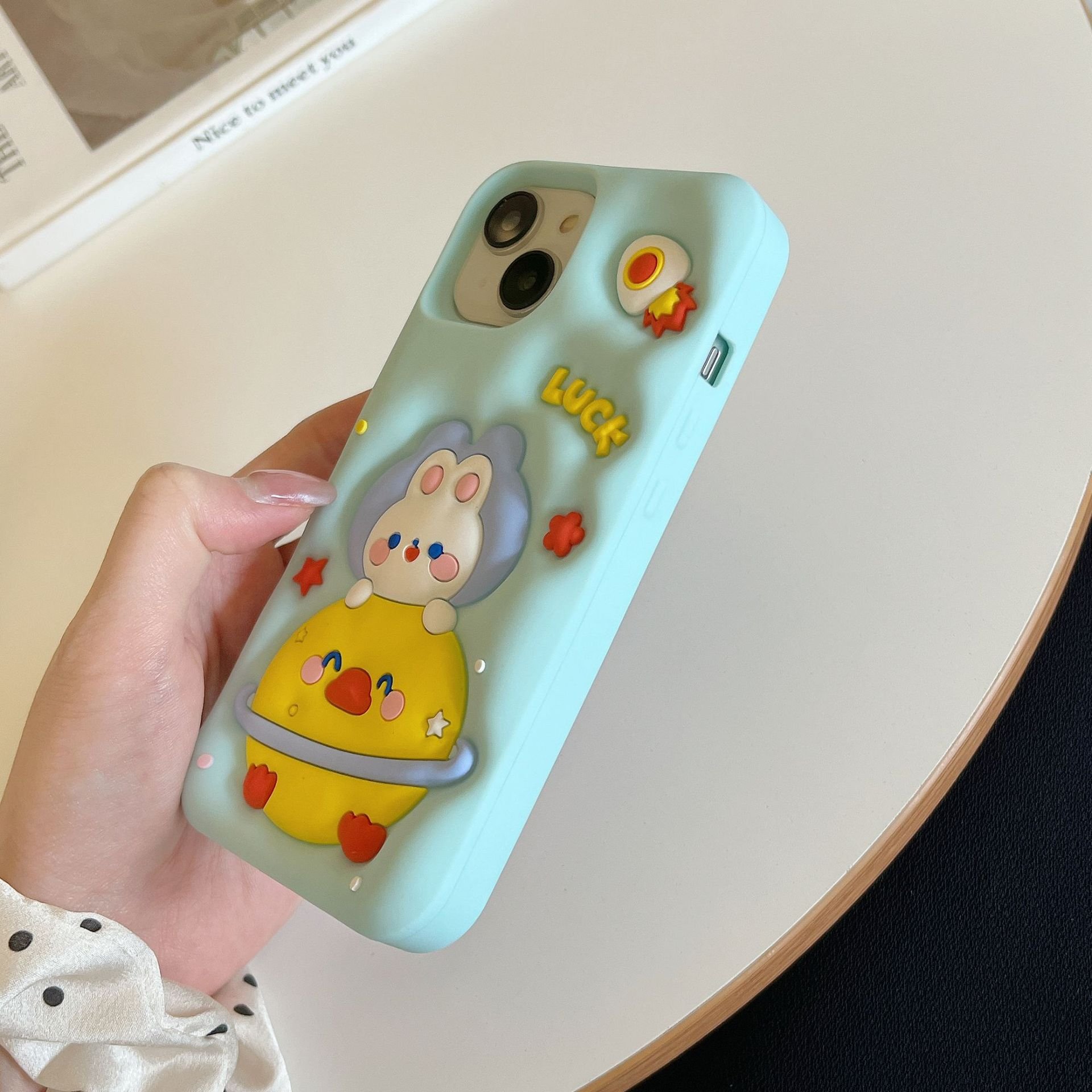 Cartoon Three-dimensional Silicone Expansion Space Rabbit Suitable For Iphone 11 12 13 15 14 Pro Max Phone Back Cover Protective