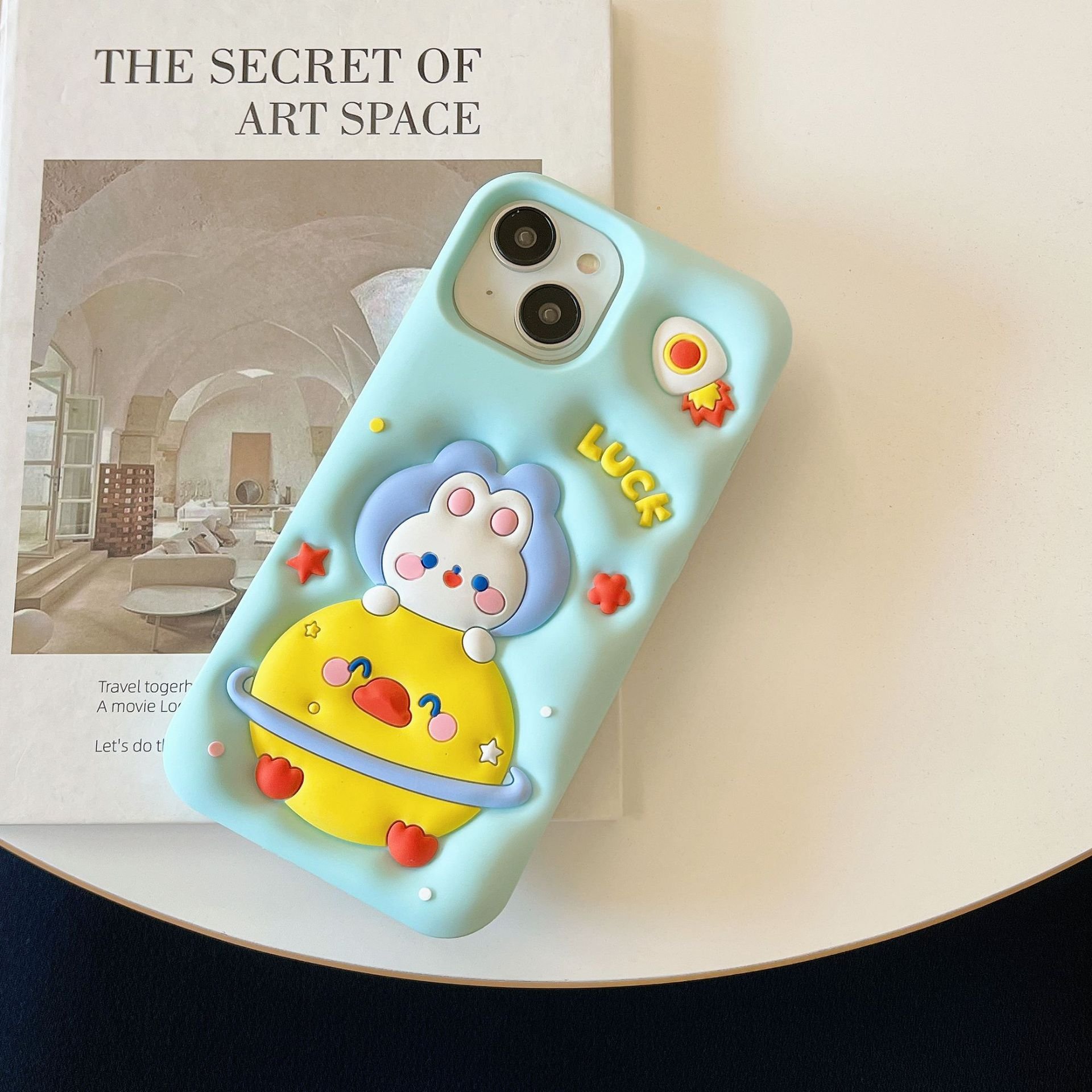 Cartoon Three-dimensional Silicone Expansion Space Rabbit Suitable For Iphone 11 12 13 15 14 Pro Max Phone Back Cover Protective