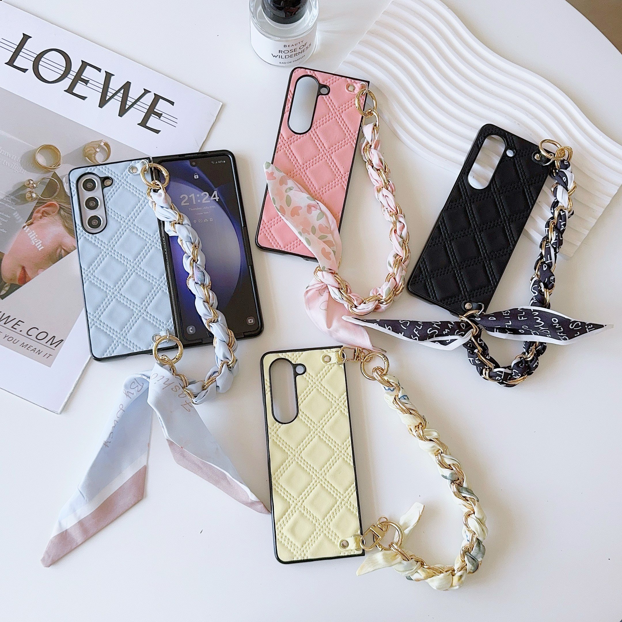 Hot Selling High-End Leather Phone Case Lanyard Scarf Bracelet Compatible For Samsung Galaxy Z Fold 6 vivo XFold Xiaomi Fold 2 3